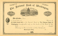 National Bank of Washington - Stock Certificate